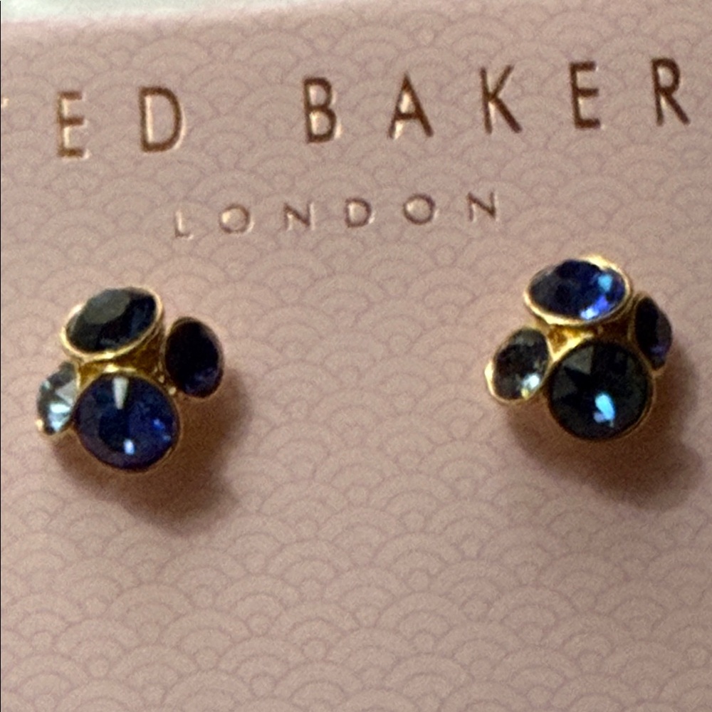 Ted Baker Gold and Blue Cluster Earrings